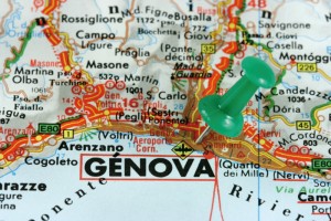 Genova thumbtack on map